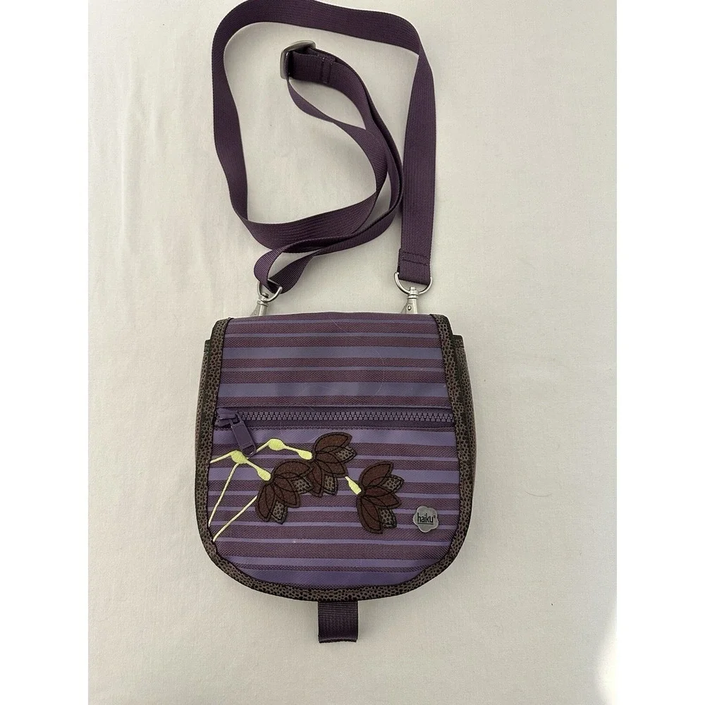Haiku by Sharon Eisenhauer Vegan Leather Crossbody Bag Purple Travel Packable